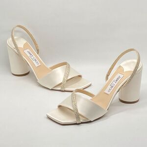 Jimmy Choo Plum Satin & Glitter Slingback Sandals size 39